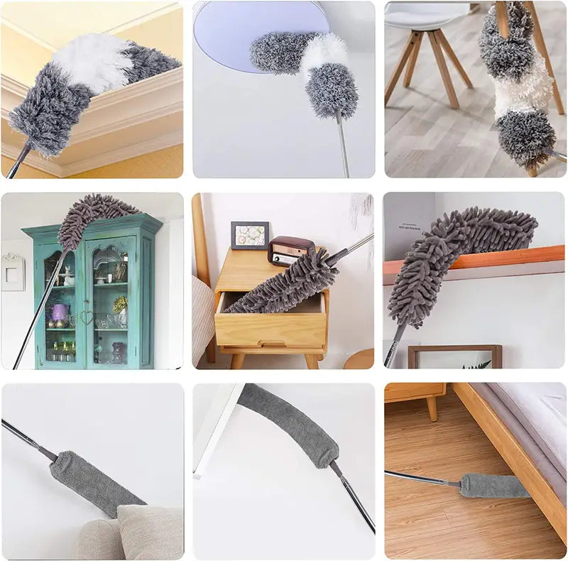 4pcs Microfiber Duster Cleaning Kit with Extension Pole