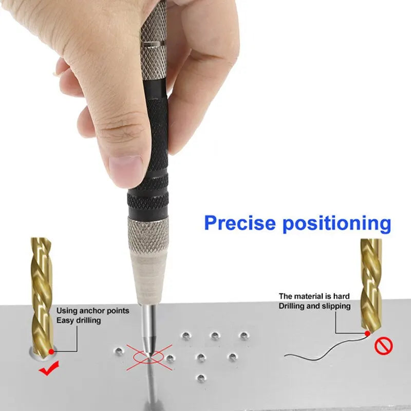 Spring-Loaded Centre Punch — Glass Breaker & Hole Marker
