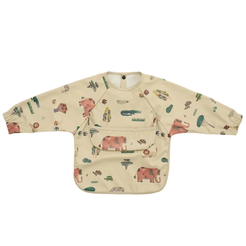 Toddler Art Smock Bib – Waterproof Baby Bib with Long Sleeves, Easy-to-Clean Painting & Mealtime Apron for Boys and Girls