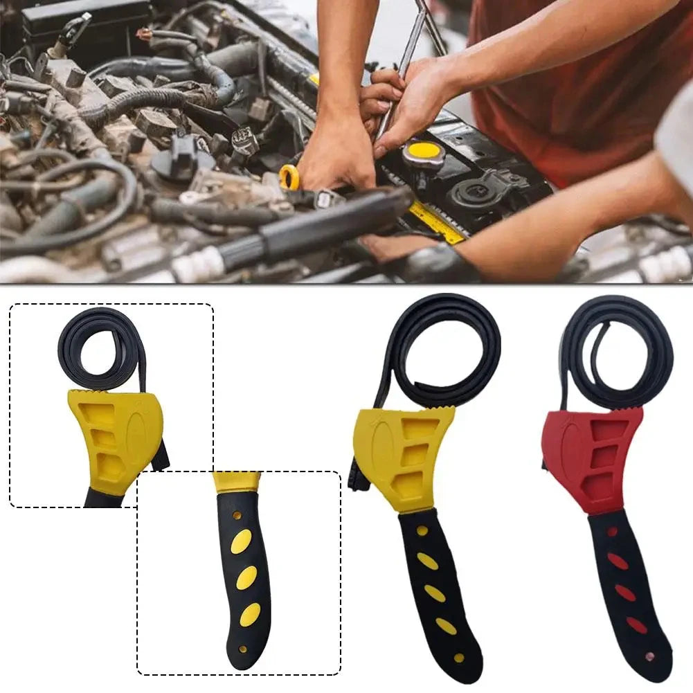 Multifunctional Belt Wrench Adjustable Rubber Strap Jar  Wrench Cartridge Pipe Wre Filter Oil Disassembly 6in