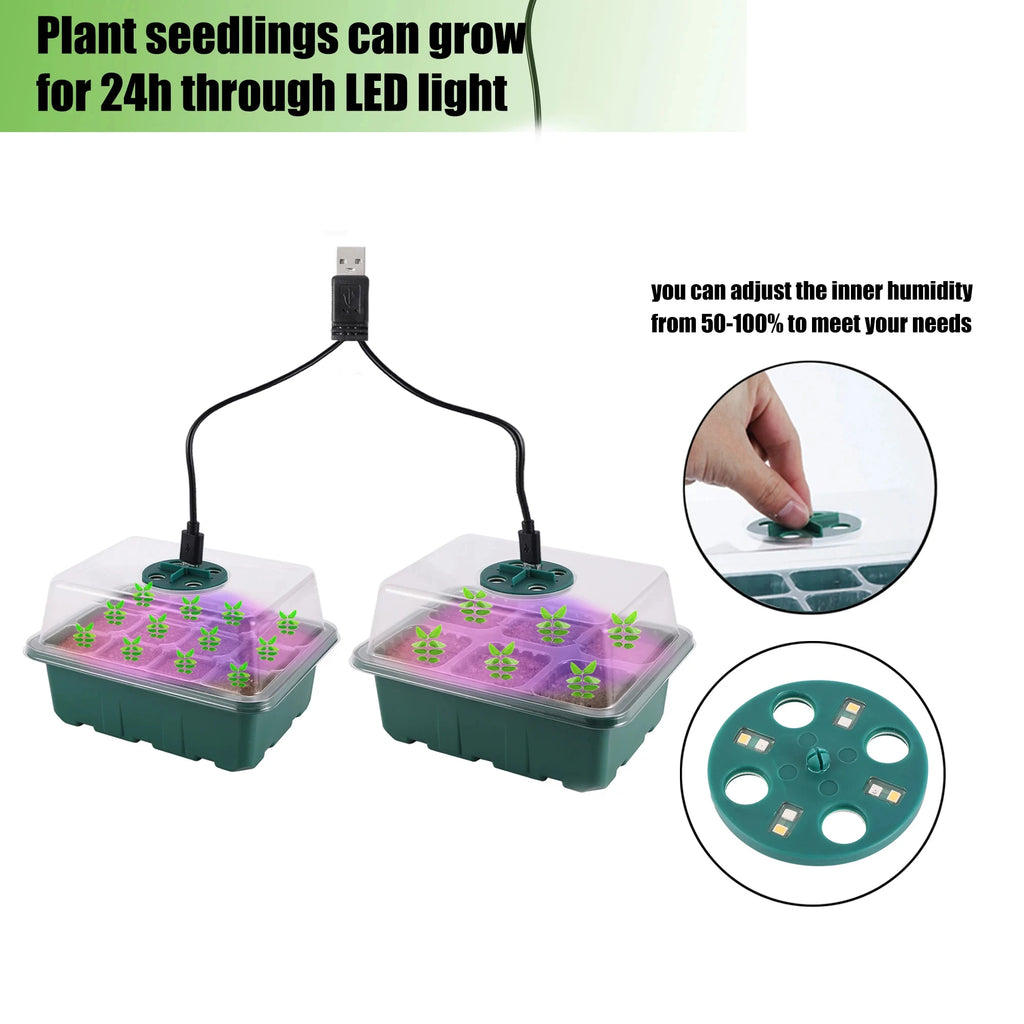 Seed Starter Tray with LED Grow Light — Germination Planter