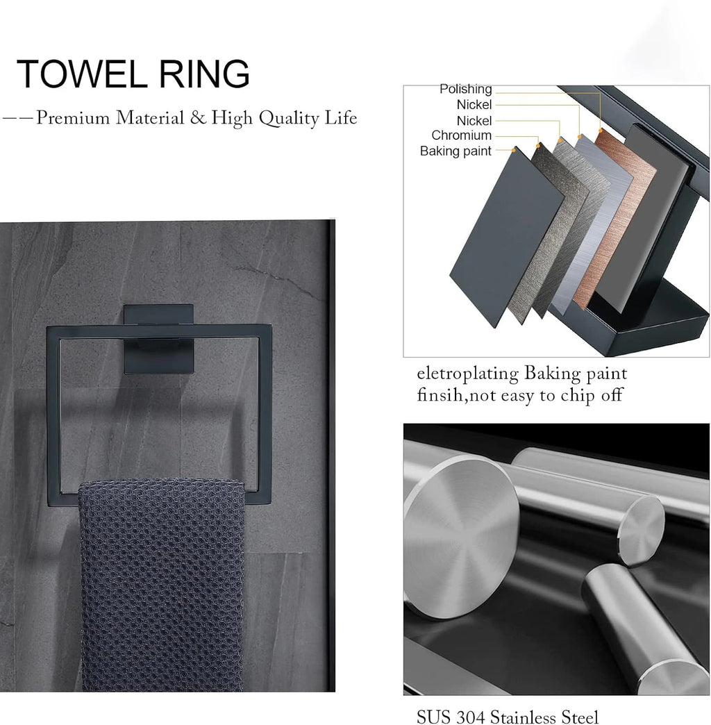 Bathroom Set  Stainless Steel Towel Ring Holder Toilet Paper Holder  Towel Bar  Rail Rack  Hanger Hook  Bathroom Hardware Set