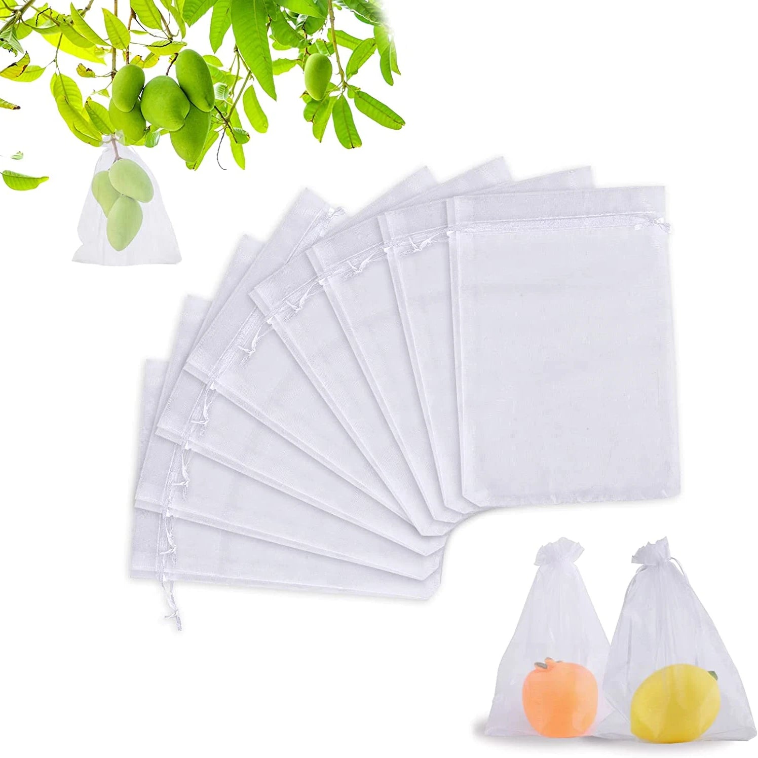 100/50/20Pcs Fruit Protection Bags with Drawstring Fruit Protection Mesh Bag Protective Pouches for Strawberry Organza Gift Bags