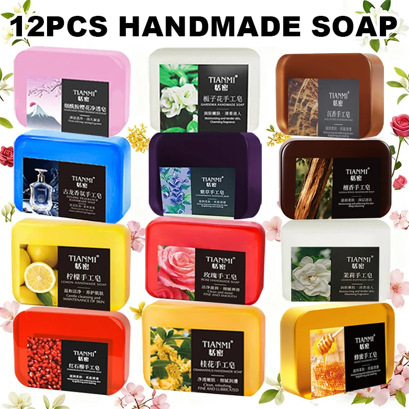 Assorted 12PCS Hand Soap Set – Fruit and Flower Scents, Rose, Lemon, Cologne & 10 Unique Fragrances
