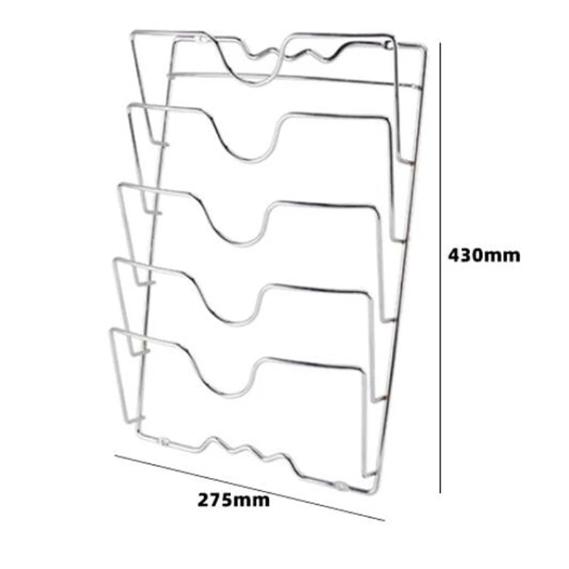 Kitchen Lid Storage Rack — Wall-Mounted 5-Slot Organiser