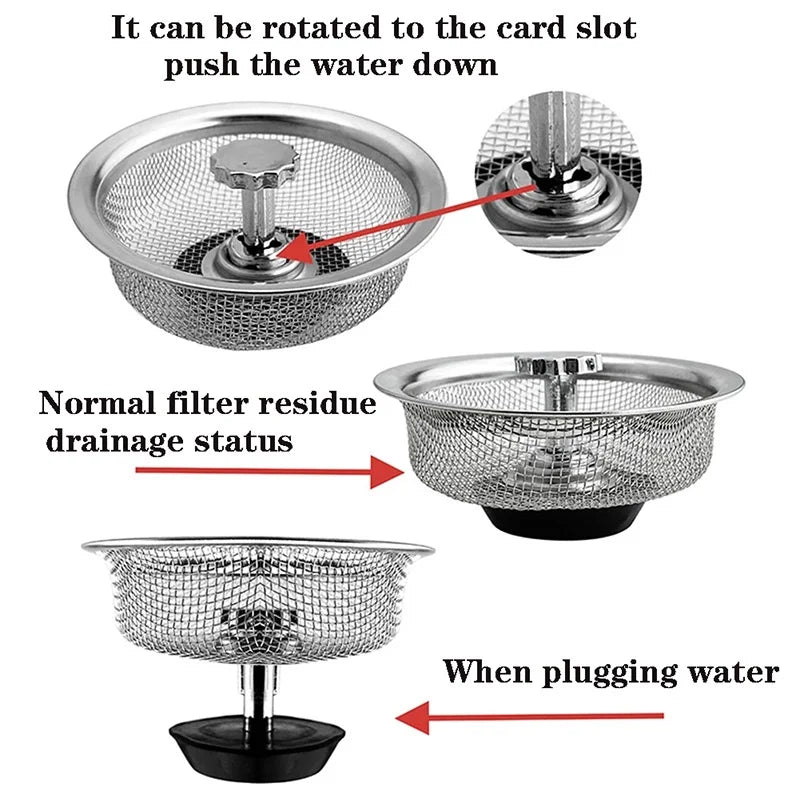 Stainless Steel Sink Drain Hair Catcher — Anti-Blocking Filter