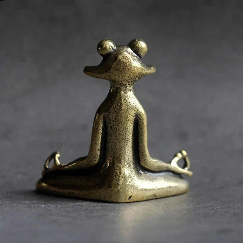 Solid Copper Zen Frog Incense Holder — Tea Pet Ornament