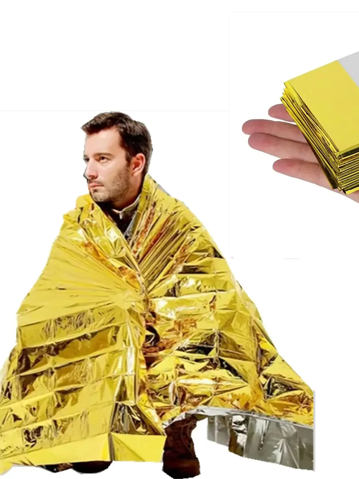 Gold Emergency Survival Blanket 160×210cm – Waterproof, Insulated First Aid Blanket for Camping, Hiking & Outdoor Use