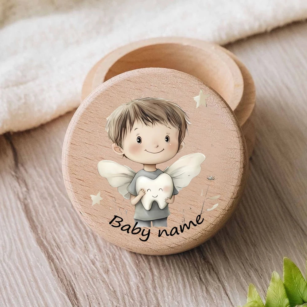 Personalized Baby Tooth Box – Wooden Milk Teeth Storage Box with Custom Name, First Tooth Keepsake Box for Boys & Girls