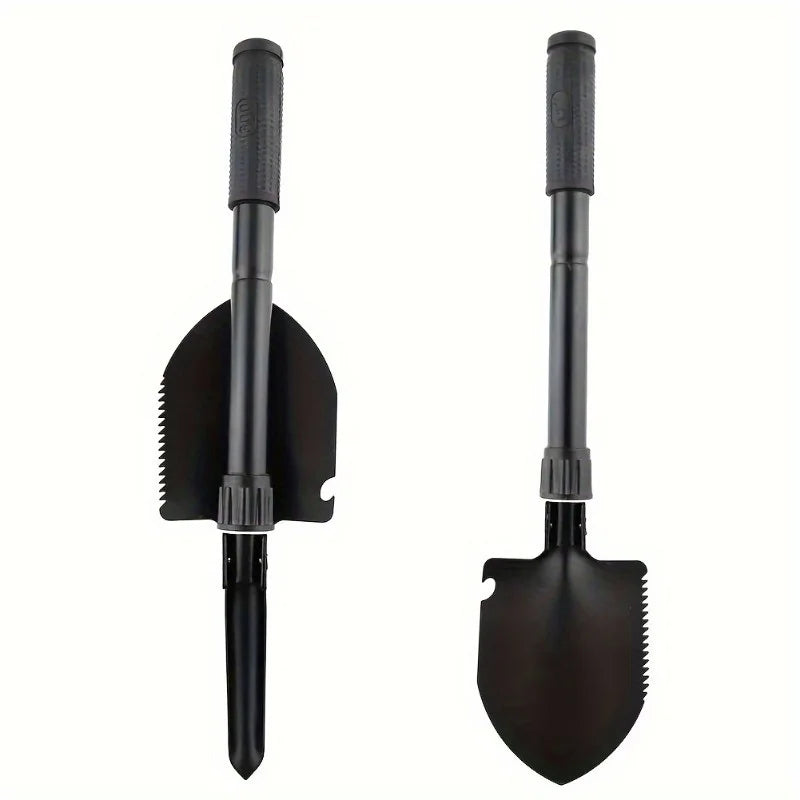Compact 5-in-1 Tactical Survival Shovel – Durable Stainless Steel Spade with Compass, Saw, Bottle Opener for Camping & Outdoor Use