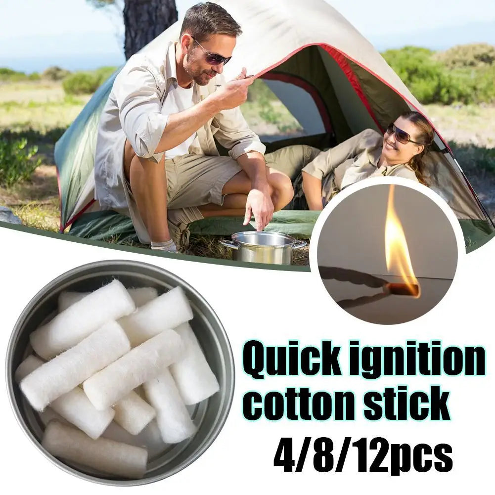 Camping Fire Starter Kit – 12PCS Paraffin Wax & Rope Survival Tools, Natural Fire Source for Outdoor Adventures