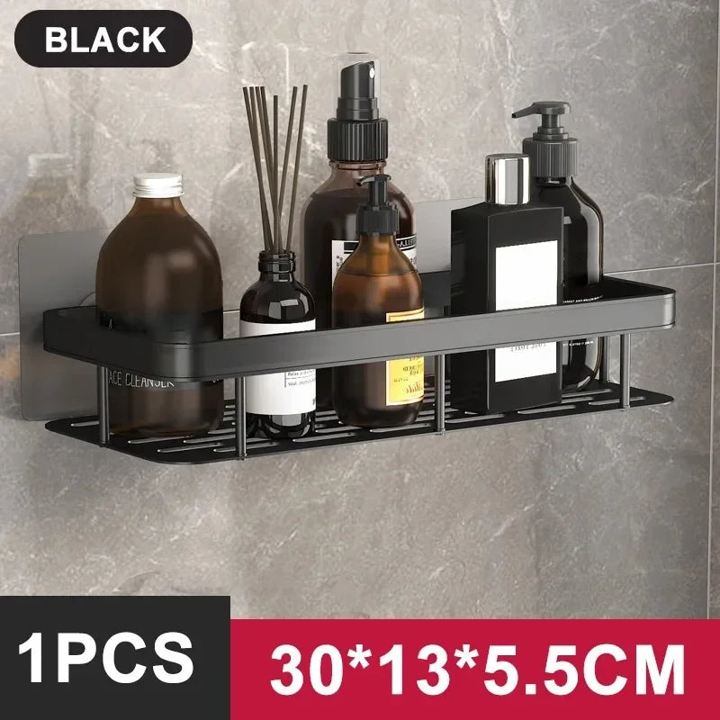 Bathroom Shelf Kitchen Storage Organizer Aluminum Alloy Shampoo Rack Shower Shelf Bathroom Accessories No Drill Shelf