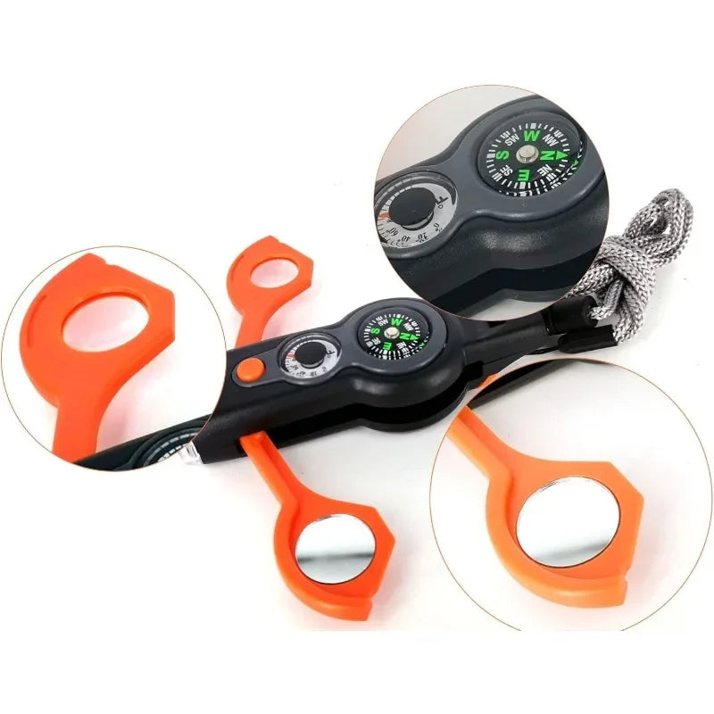 Multifunctional 7-in-1 Emergency Whistle – Outdoor Survival Tool with Compass, Flashlight, Lanyard for Hiking & Camping