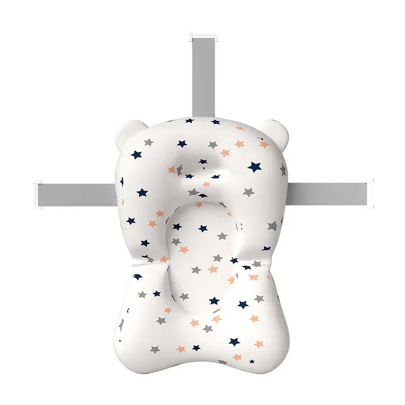 Baby Bath Support Cushion – Foldable Floating Baby Bath Seat with Adjustable Safety Net, Newborn Bathing Hammock for Infants