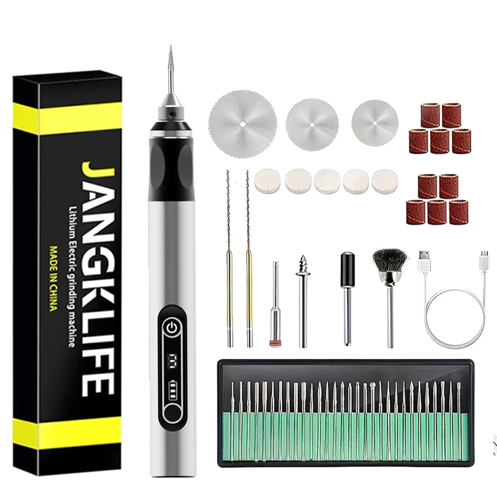 JANGKLIFE USB Cordless Rotary Tool Kit Woodworking Engraving Pen Toy Pendant Figure DIY Cordless Drill