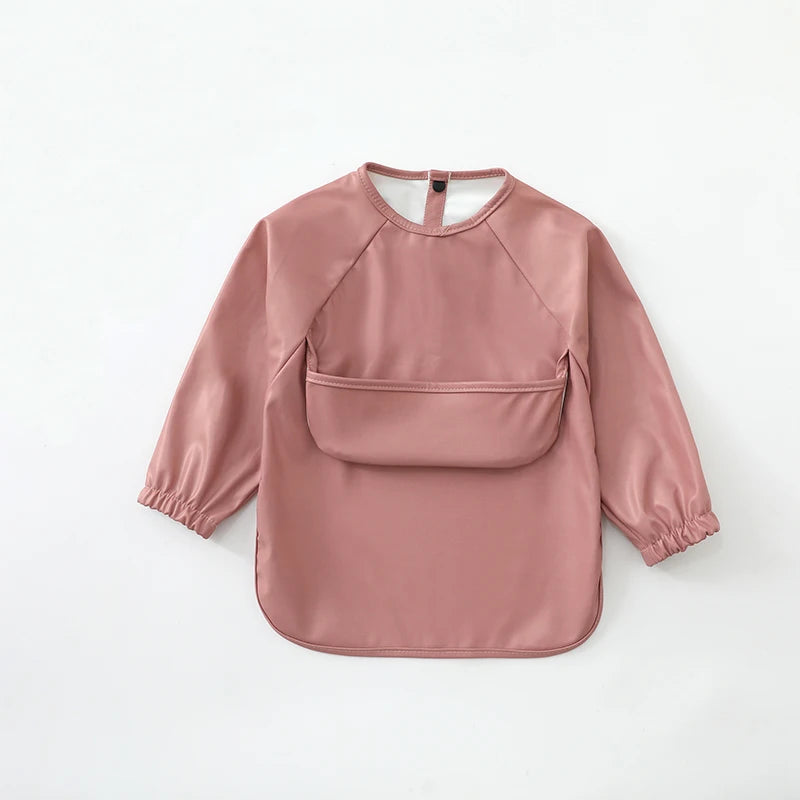 Toddler Art Smock Bib – Waterproof Baby Bib with Long Sleeves, Easy-to-Clean Painting & Mealtime Apron for Boys and Girls