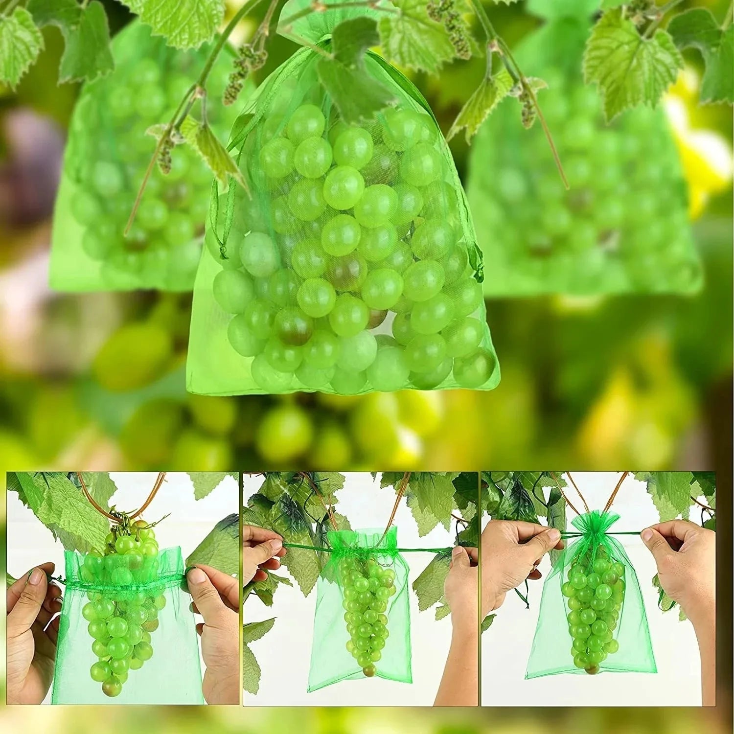 100/50/20Pcs Fruit Protection Bags with Drawstring Fruit Protection Mesh Bag Protective Pouches for Strawberry Organza Gift Bags