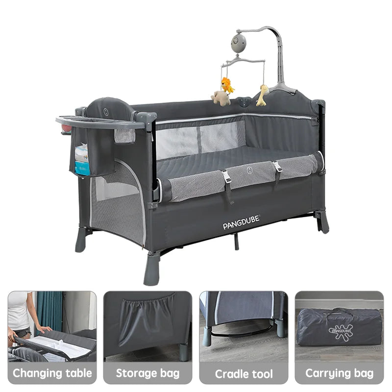 4-in-1 Baby Travel Crib with Changing Table, Rocker & Playpen – Foldable Baby Bed for Newborns