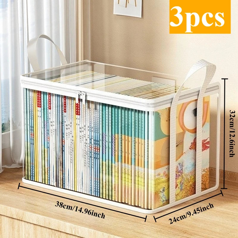 Transparent Storage Boxes with Flip-Top Lid -Large Rectangular Organizer Bins for Books,Clothes,Office-Durable Plastic Organizer