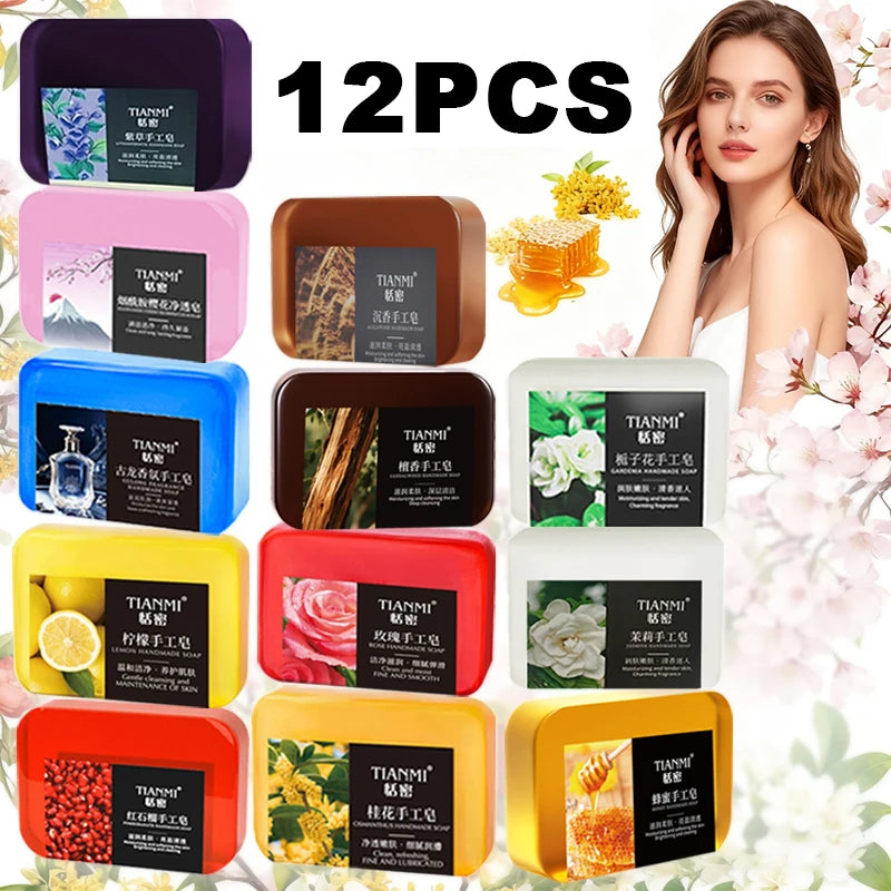 Assorted 12PCS Hand Soap Set – Fruit and Flower Scents, Rose, Lemon, Cologne & 10 Unique Fragrances