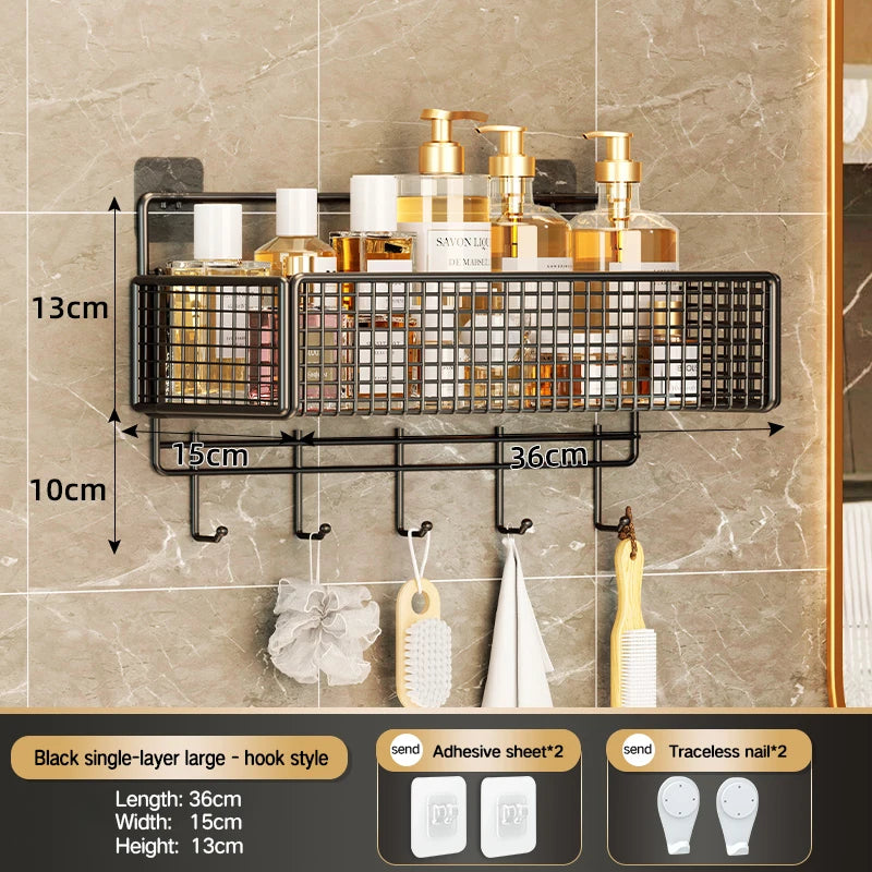 Bathroom Storage Rack Non Perforated Wall Mounted Towel And Toiletries Storage Rack Restroom Storage