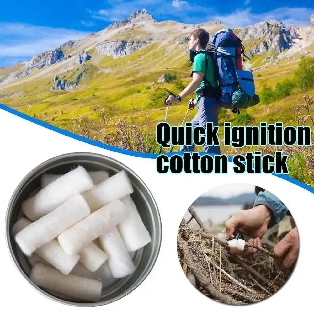 Camping Fire Starter Kit – 12PCS Paraffin Wax & Rope Survival Tools, Natural Fire Source for Outdoor Adventures