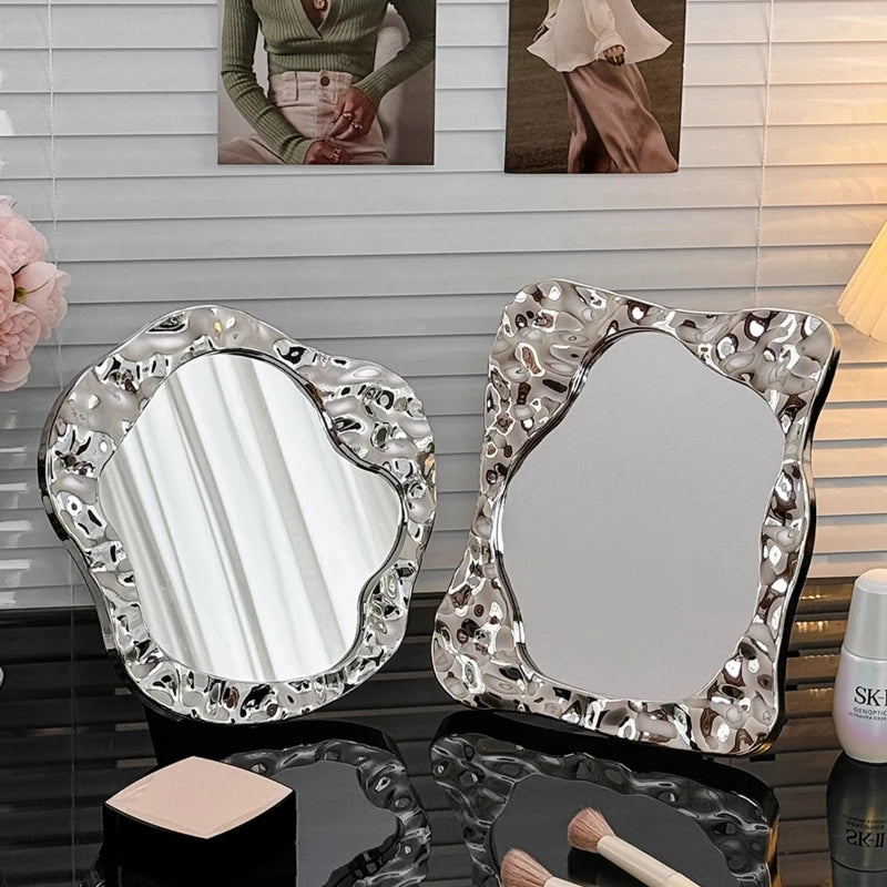 Bathroom Handled Mirror Vanity Women Design Portable Mirror Small Dorm Espejo Maquillaje Luz Home Decoration Accessories
