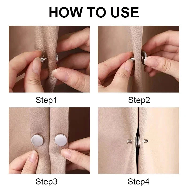 4/8 pack of magnetic curtain buttons, detachable curtain clips, prevents light leakage, and allows for curtain adjustment.