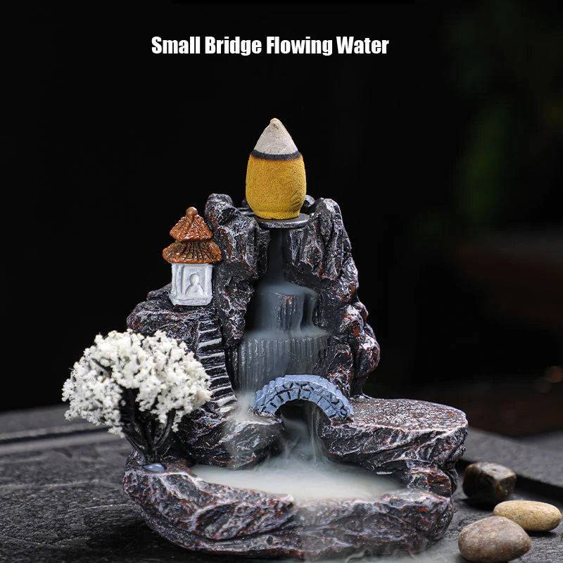 Backflow Incense Holder Waterfall Incense Burner Home Decor Aromatherapy Ornament Incense Cones with Backflow Incense Cones