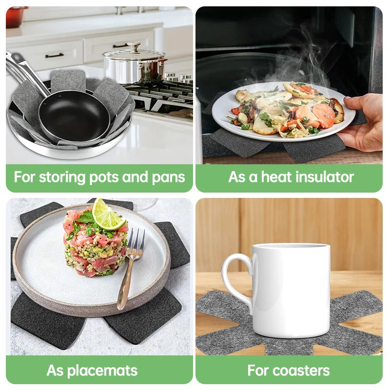 3/9/12Pcs Pot and Pan Protectors Pot Dividers Pad Non-woven 3 Sizes Pans Separator Pads for Protecting Cookware Kitchen Tools