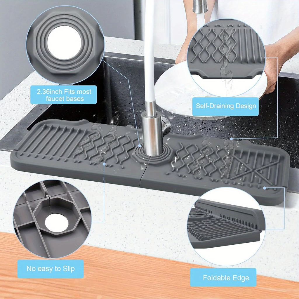 Silicone Sink Splash Mat — Drainage & Countertop Protector