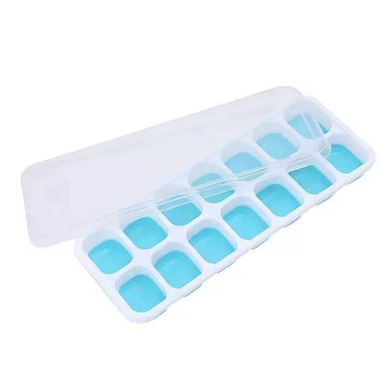 1 Pc Silicone Ice Cube Mold Easy-release Flexible Mold With Spill-resistant Removable Reusable Lidstackable Ice Tray With Cover