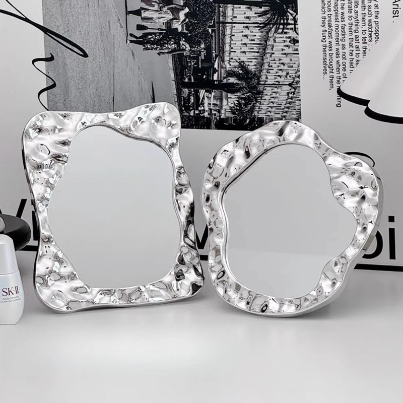 Bathroom Handled Mirror Vanity Women Design Portable Mirror Small Dorm Espejo Maquillaje Luz Home Decoration Accessories