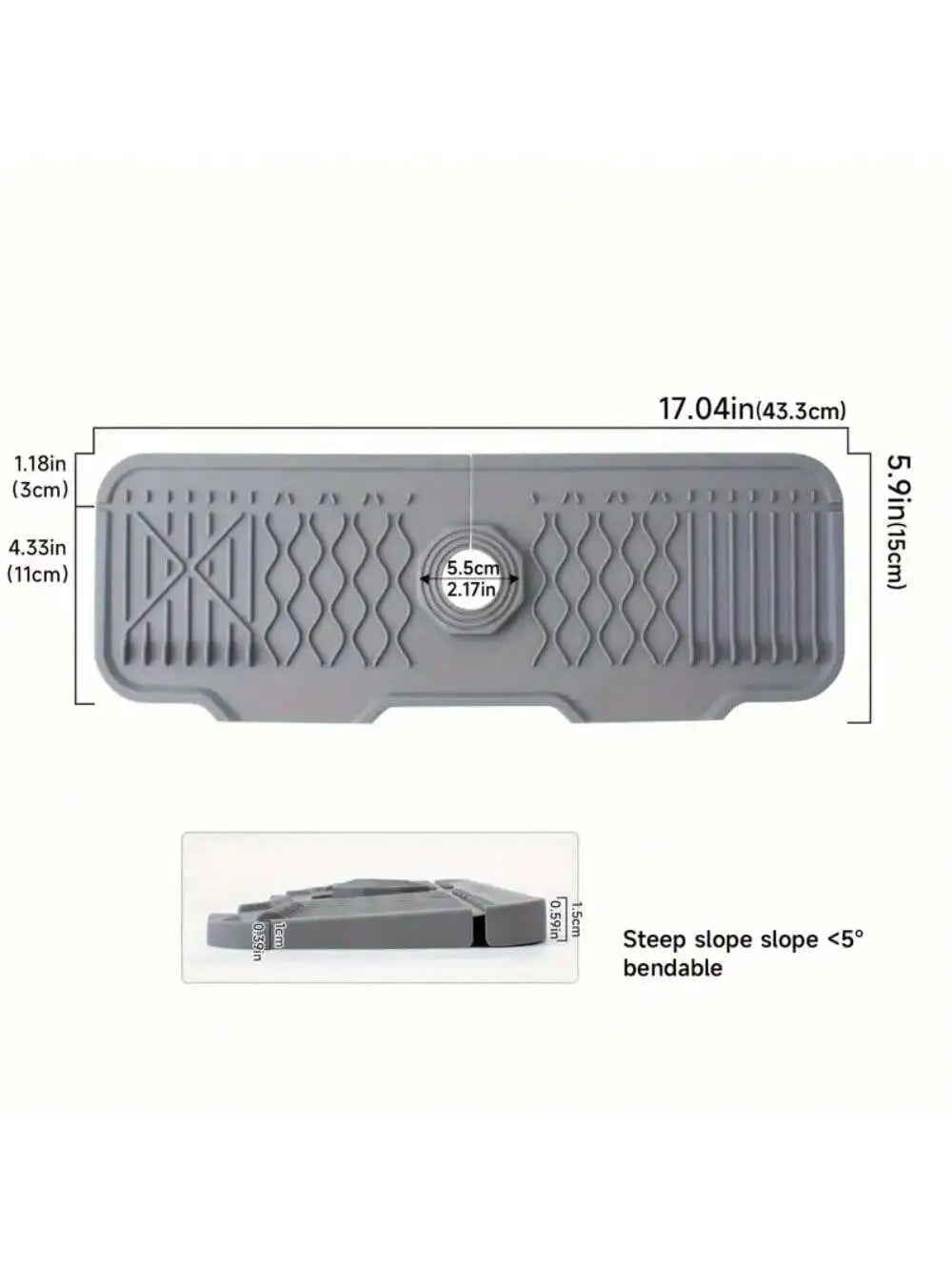 Kitchen Faucet Silicone Splash Mat, Sink Drainage Mat, Sink Collection Mat, Drainage Drying Mat, Bathroom Countertop Protector