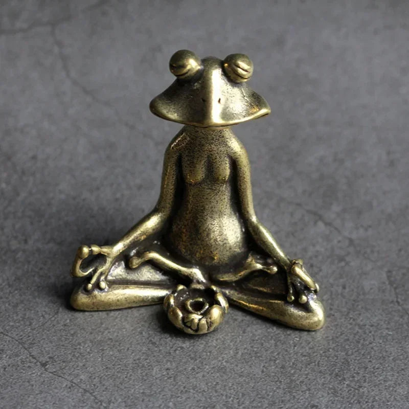 Retro Copperware Incense Socket Zen Frog Ornaments Solid Pure Copper Frog Tea Pet Incense Holder Ornaments