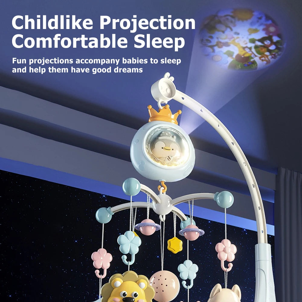 Musical Baby Crib Mobile with Projector – Rotating Cot Mobile with Night Light, Remote Control & Lullabies, Soothing Toy for Newborn Babies