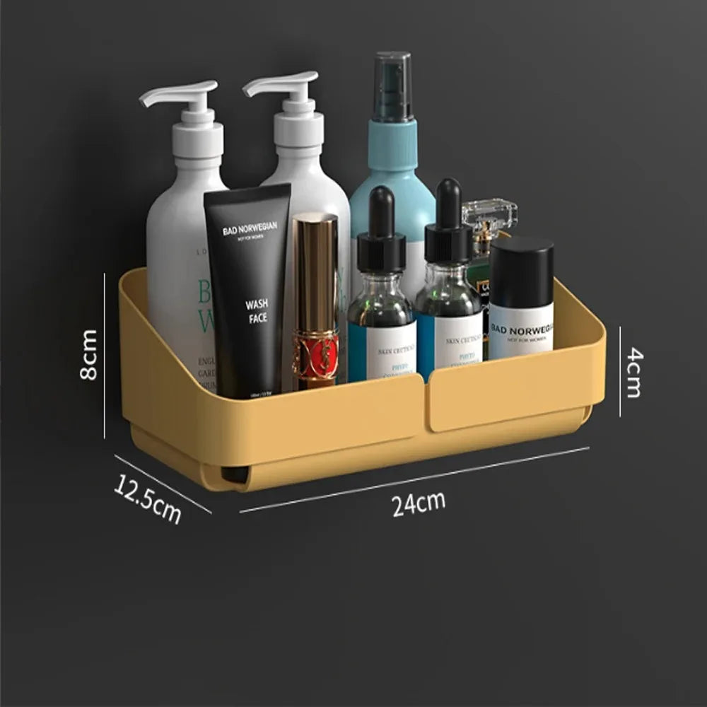 Bathroom  Kitchen Convenience Rack Shelf Makeup Storage Organizer Cosmetics Shampoo Rack Shower Shelf Wall Spice No Drilling