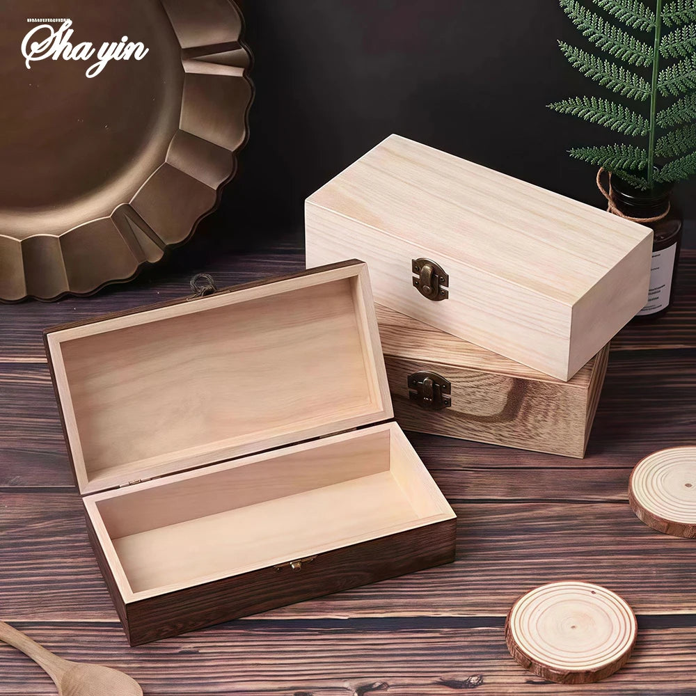 Wooden Gift Box Rectangular Wooden Box - Colored Storage Box Wooden Gift Packaging Box Organizer Box