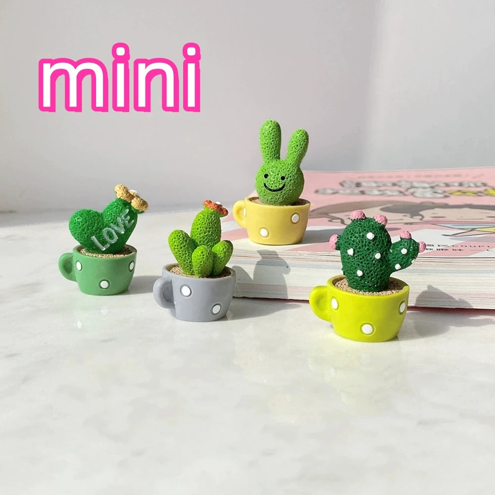 Charming 4-Piece Love & Cactus Resin Figurines - Perfect For Living Room Bedroom And Cafe Tabletop Deco