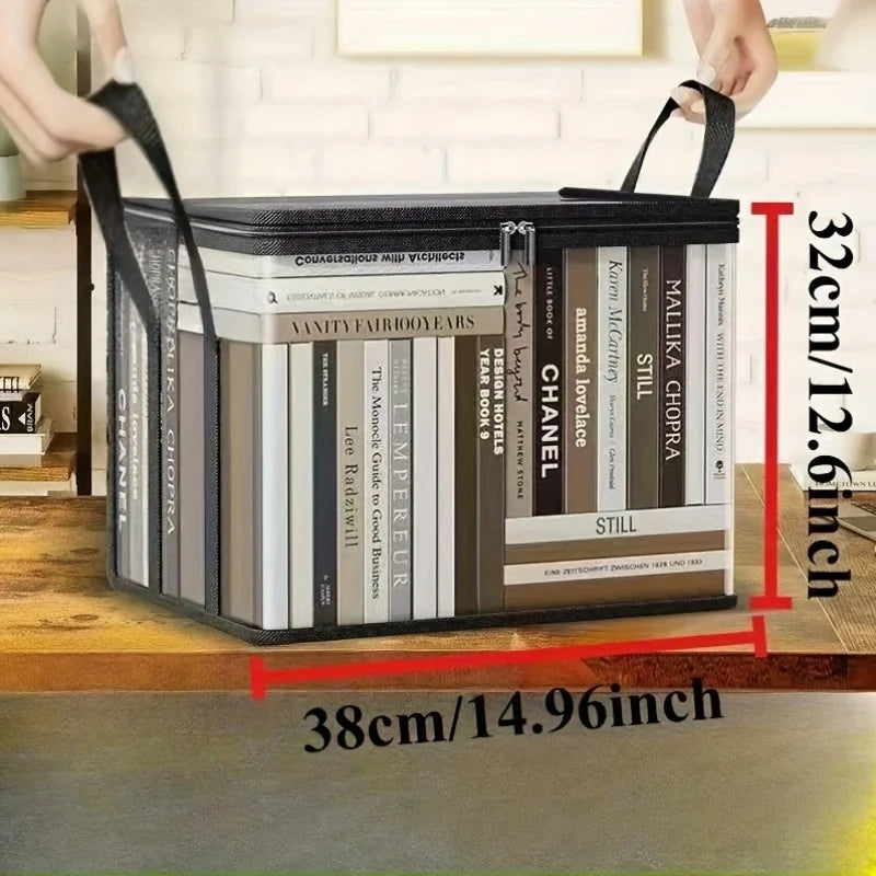 2-Pack Large Transparent Storage Boxes, Foldable and Space-Saving, with Flip Lids, Large Rectangular Organizing Boxes with Front and Lid, Space-Saving Design Suitable for Books, Clothes, Office, Home, Travel, Durable Plastic