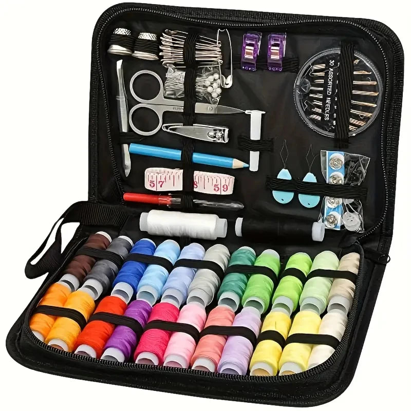 Portable Sewing Kit for Travel – Compact Canvas Case with Thread, Needles & Quick Repair Tools for Everyday Use