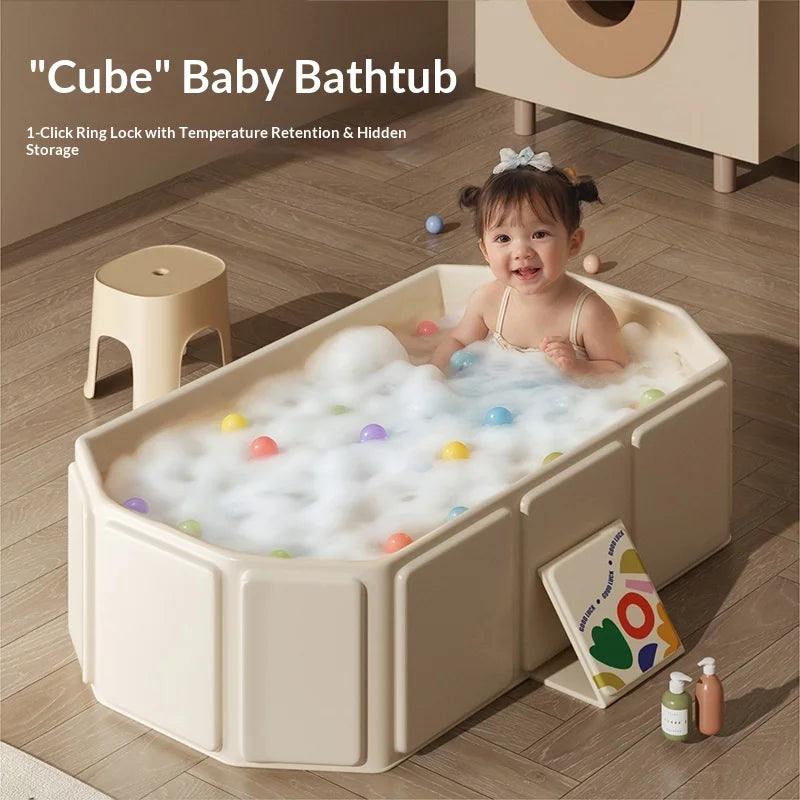 Foldable Baby Bath Tub – Large All-in-One Basin for Newborns and Toddlers (0-5 Years), Sit or Lie Down, Baby Bath Keeps Warm