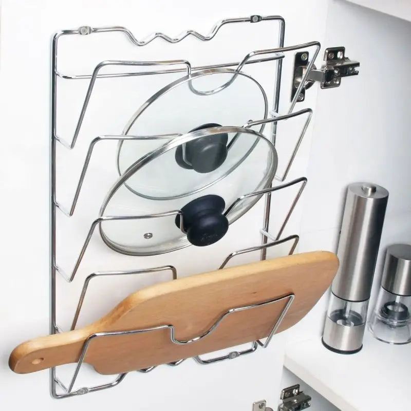 Kitchen Lid Storage Rack — Wall-Mounted 5-Slot Organiser