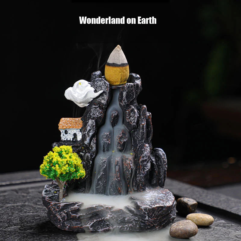 Backflow Incense Holder Waterfall Incense Burner Home Decor Aromatherapy Ornament Incense Cones with Backflow Incense Cones