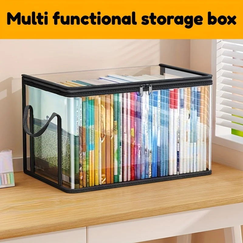 Transparent Storage Boxes with Flip-Top Lid -Large Rectangular Organizer Bins for Books,Clothes,Office-Durable Plastic Organizer