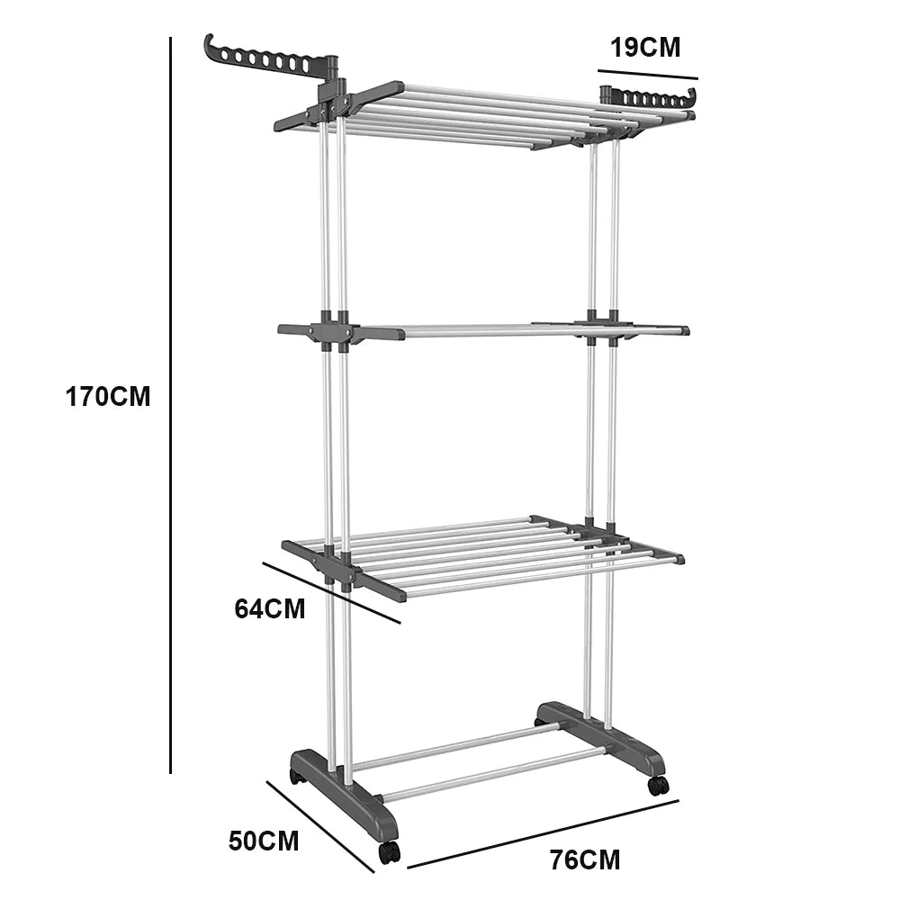 Drying Rack Folding Rack Clothes Rack Storage Shelf Folding Drying Rack Floor-Standing Coat Shelf Bedroom Hanging Rack