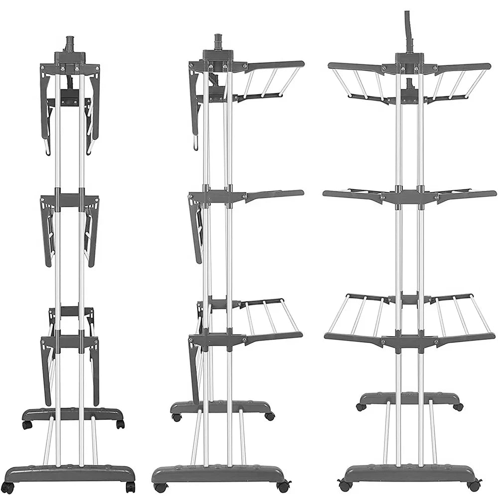 Drying Rack Folding Rack Clothes Rack Storage Shelf Folding Drying Rack Floor-Standing Coat Shelf Bedroom Hanging Rack