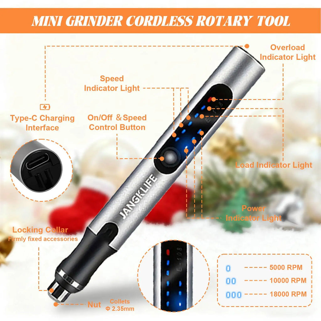 JANGKLIFE USB Cordless Rotary Tool Kit Woodworking Engraving Pen DIY For Jewelry Metal Glass Mini Wireless Drill