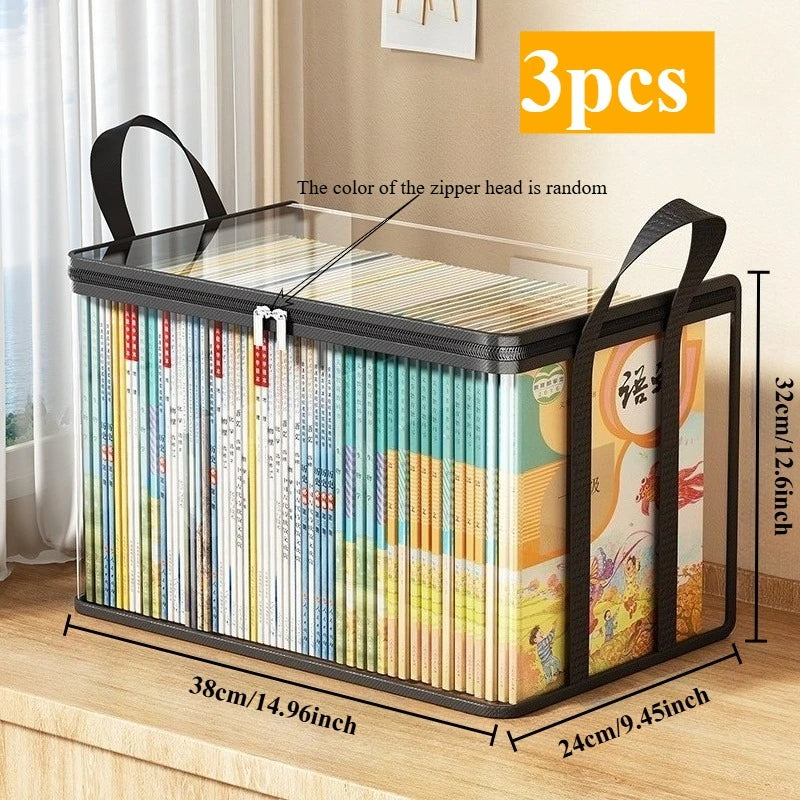 Transparent Storage Boxes with Flip-Top Lid -Large Rectangular Organizer Bins for Books,Clothes,Office-Durable Plastic Organizer