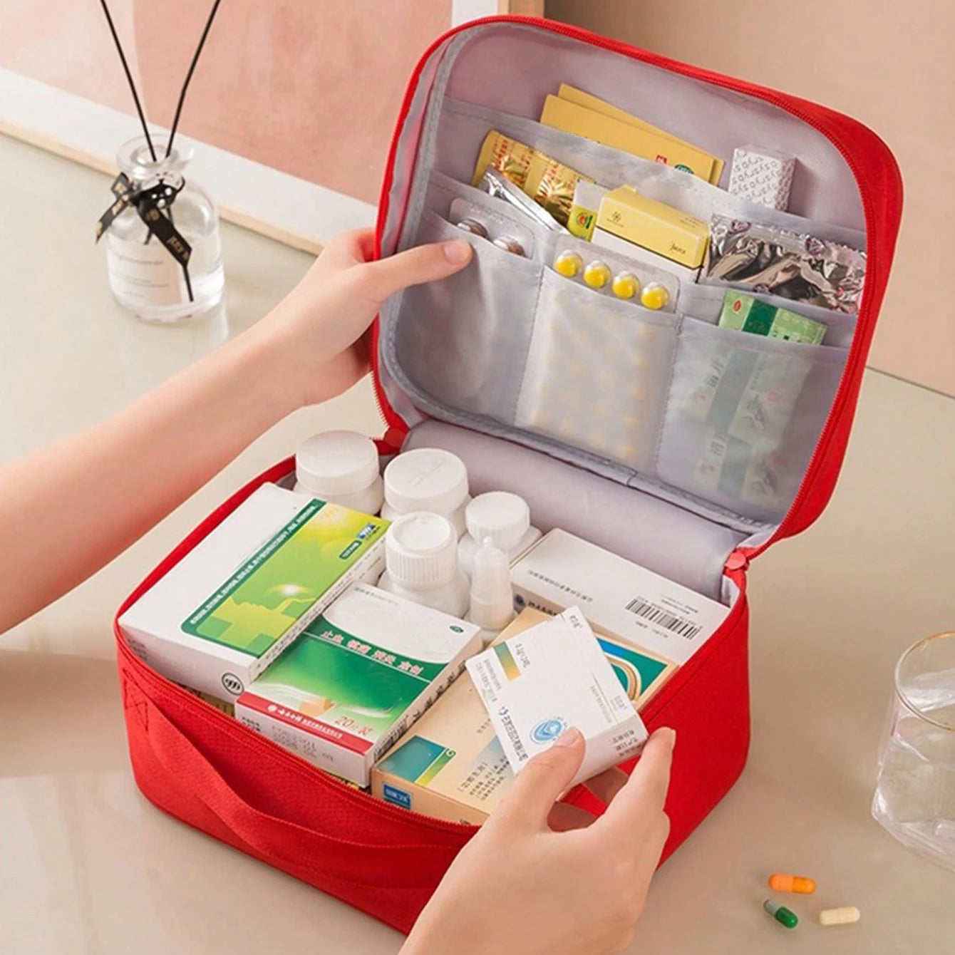 Home & Travel First Aid Kit – Portable Medical Bag with Large Capacity for Outdoor, Emergency, and Daily Use